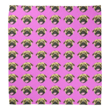 Pink Pug Face Bandana