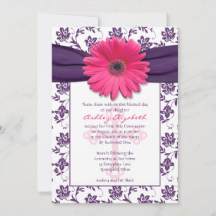 Pink Purple Daisy Primera Invitación De Comunión