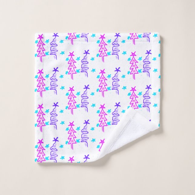 Pink Purple doodle christmas de árbol estrellas de (Toallita)