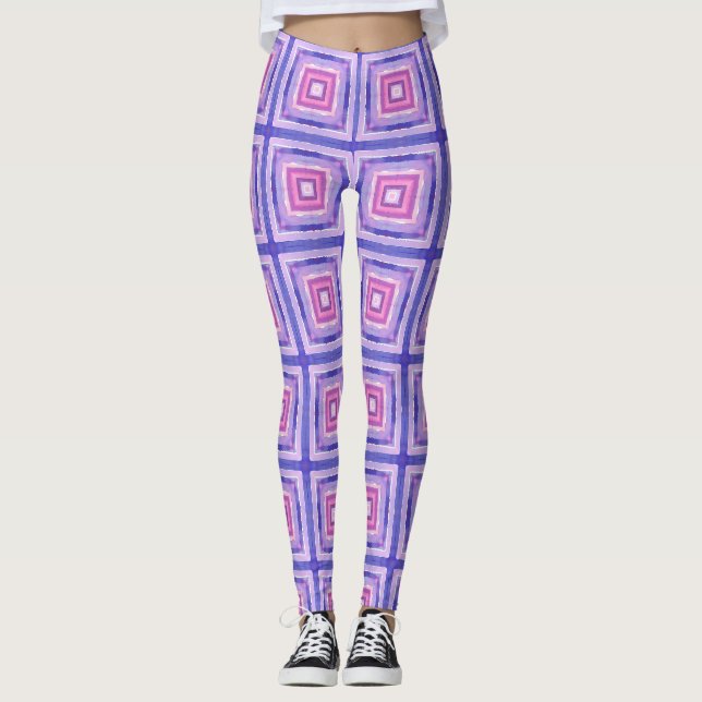 Pink & Purple Geometric Square Leggings (Anverso)