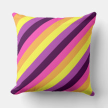 Pink Purple Retro Stripes Gran Cojín decorativo
