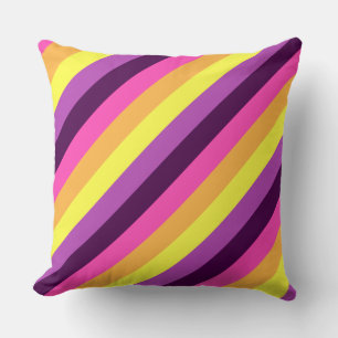 Pink Purple Retro Stripes Gran Cojín decorativo