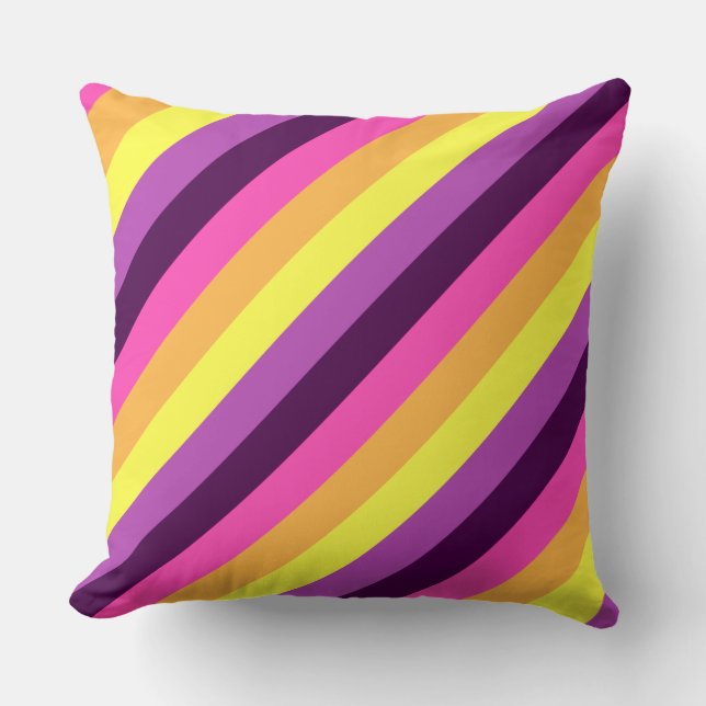 Pink Purple Retro Stripes Gran Cojín decorativo (Anverso)