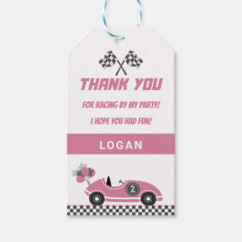 Pink Race Car Birday Party Gracias Etiqueta De Reg