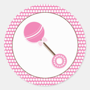 Pink Rattle   Pegatina Baby Shower Favor