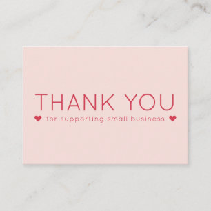 Pink & Red Simple Moderno Gracias Tarjetas de Nego