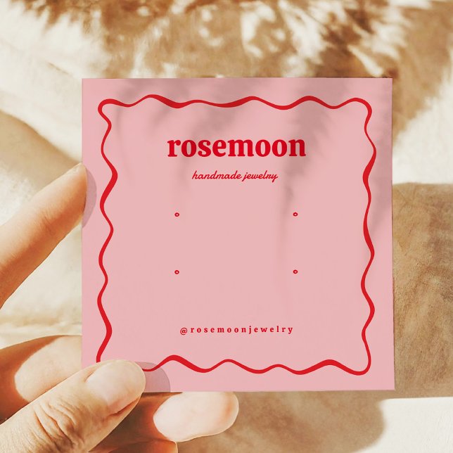 Pink Red Squiggle Modern Earring Display Card (Subido por el creador)