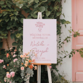 Pink Retro Floral Garden Party Wedding Welcome