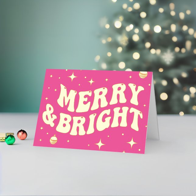 Pink Retro Groovy Merry & Bright Christmas (Vacaciones in situ 2)
