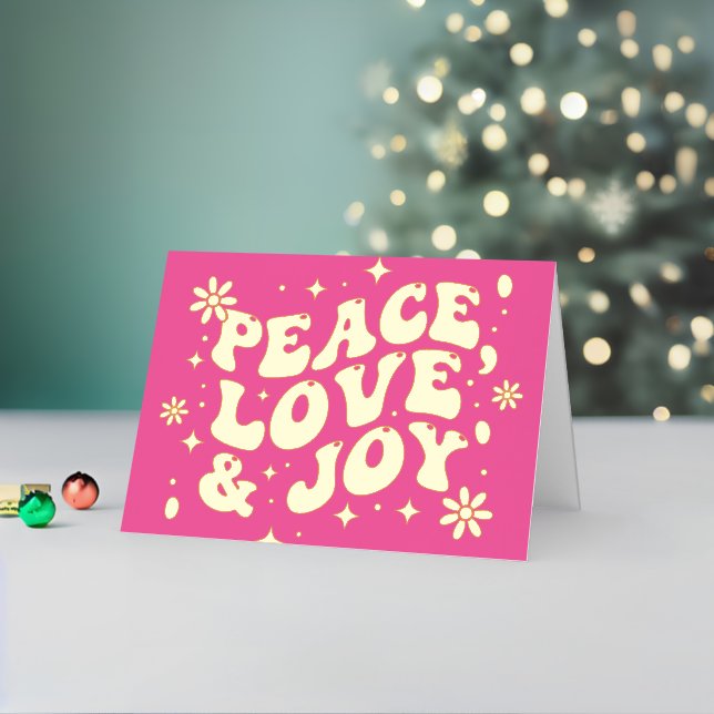 Pink Retro Groovy Peace Love Joy Christmas (Vacaciones in situ 2)