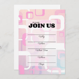 Pink Retro Rellenar Invitación Multipropósito