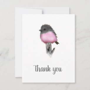 Pink Robin Bird Gracias Cartas De Nota
