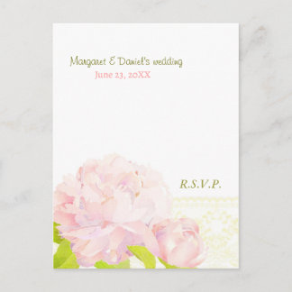 Pink Romance Peony Menú Boda Elección RSVP