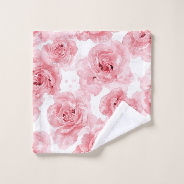 Pink Roses Watercolor Floral Blush Botanical (Toallita)