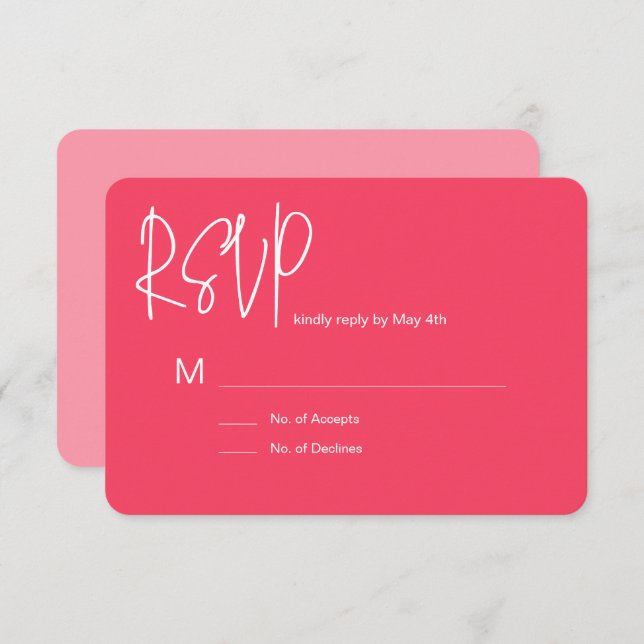 Pink RSVP Card (Anverso / Reverso)