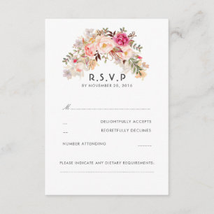 Pink Rubor Floral Wedding RSVP