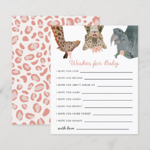 Pink Safari Animals quiere tarjeta de bebé