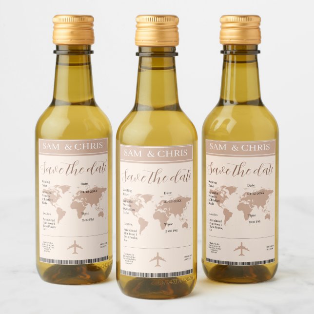 Pink Salmon Boarding Pass World Map Travel (Botellas)