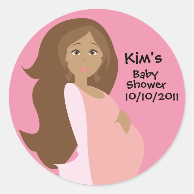Pink Save The Date Baby Shower Round Pegatina (Anverso)