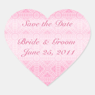 Pink Save the Date Heart Sello para sobres