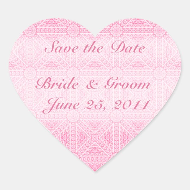 Pink Save the Date Heart Sello para sobres (Anverso)
