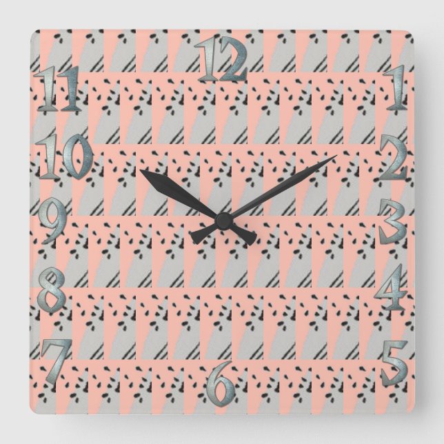 Pink Scribble cuadrado reloj de pared (Anverso)