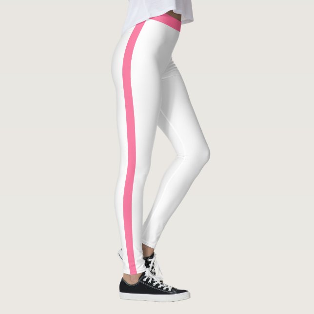 Pink Side Stripe White Leggings Choose Colors (Derecha)