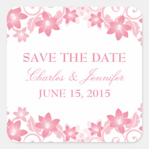 Pink Simple Floral Save the Date Pegatinas