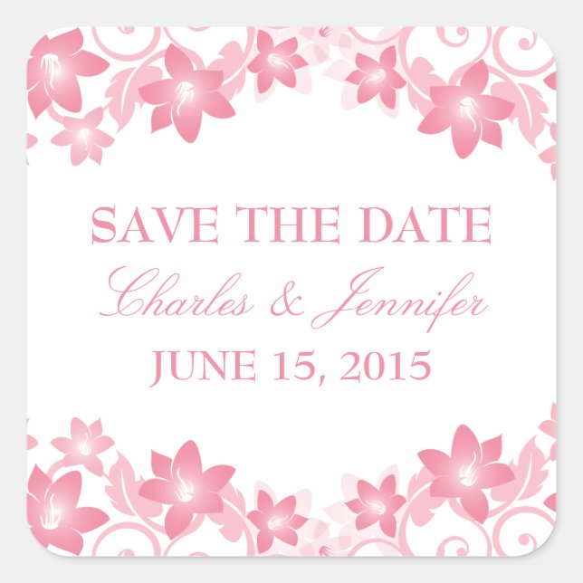 Pink Simple Floral Save the Date Pegatinas (Anverso)