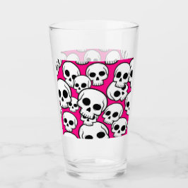 Pink Skull Pattern Glass Cup