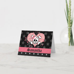Pink Skull Personalized Note Cards