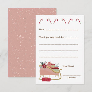 Pink Sleigh Nota de agradecimiento, rellene la tar