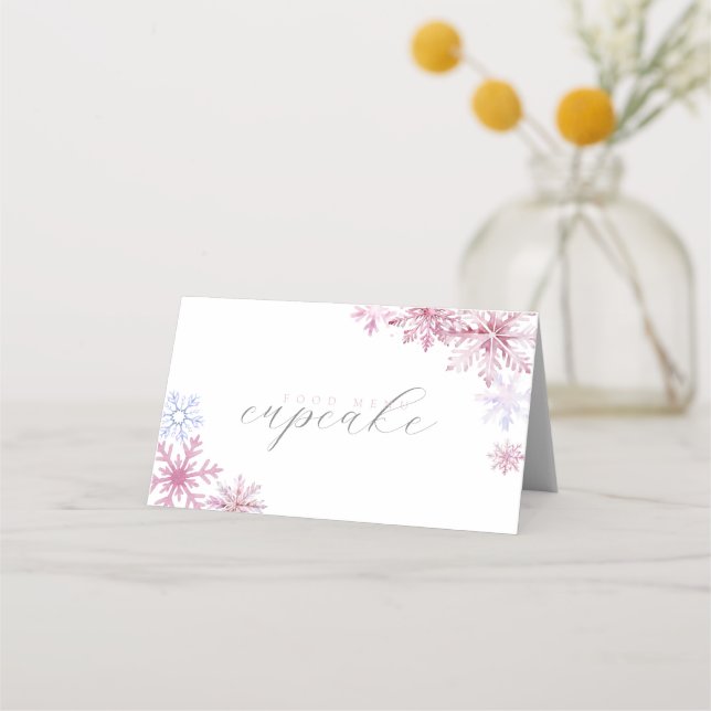 Pink Snowflake Tent Menu Card  (Anverso)