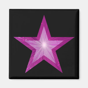 Pink Star frigorífico cuadrado de imán negro