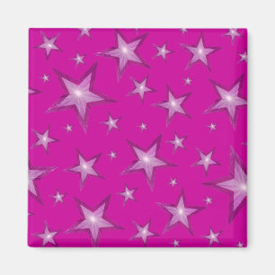 Pink Star frigorífico cuadrado de imán rosa