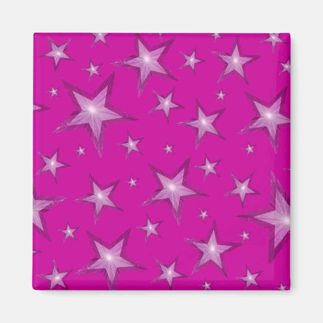 Pink Star frigorífico cuadrado de imán rosa (Frente)