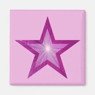 Pink Star frigorífico imán cuadrado rosa pálido