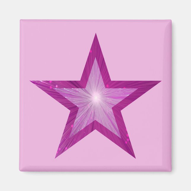 Pink Star frigorífico imán cuadrado rosa pálido (Frente)