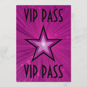 Pink Star invitación 'VIP PASS' negro