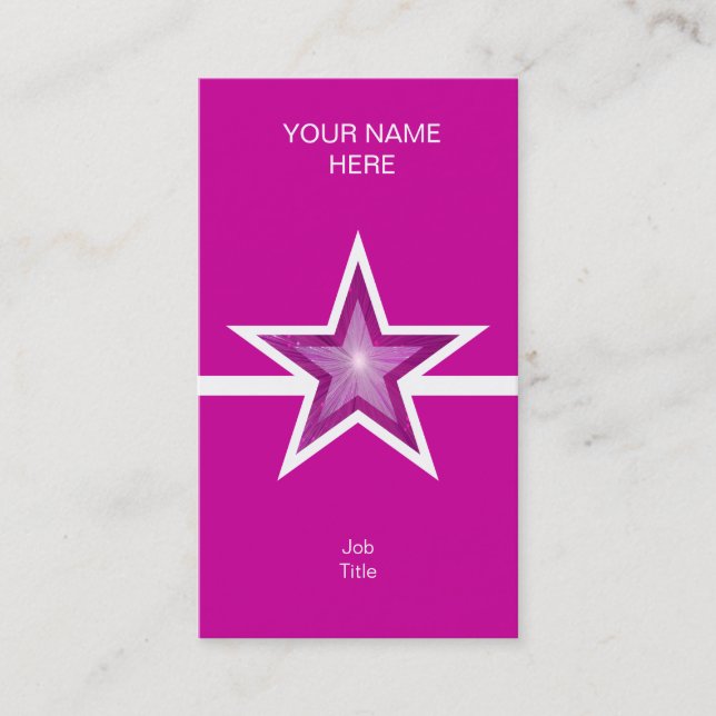 Pink Star línea blanca tarjeta de negocios vertica (Anverso)