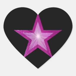 Pink Star pegatina corazón negro