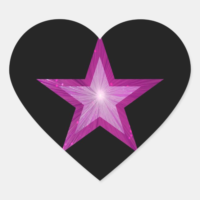 Pink Star pegatina corazón negro (Anverso)