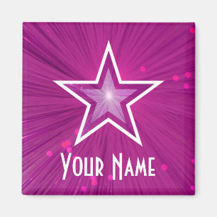 Pink Star 'Tu nombre', cuadrado de imán de refrige