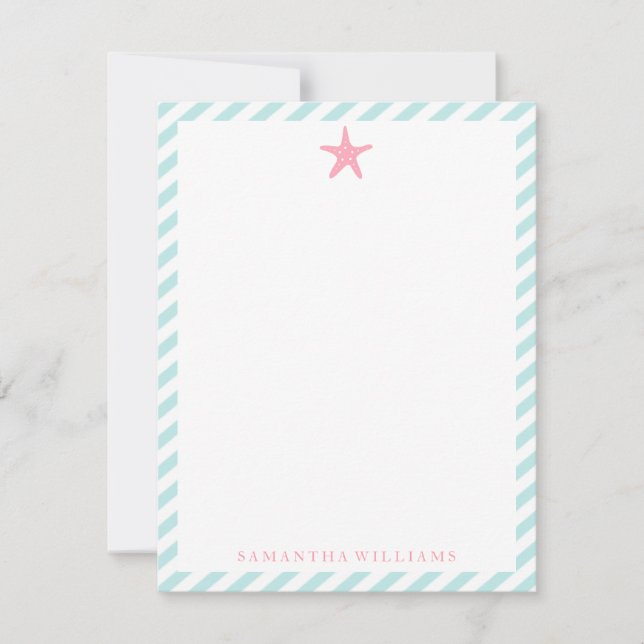 Pink Starfish en tiras de menta Gracias Notas (Anverso)