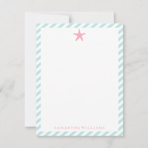 Pink Starfish en tiras de menta Gracias Notas