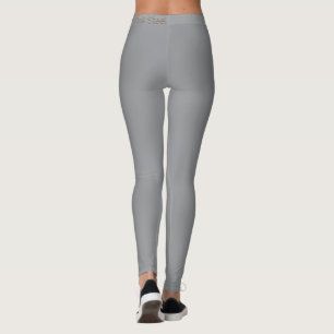 Pink Steel palabra gris leggings cintura atrás