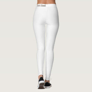 Pink Steel palabra leggings blancos cintura atrás