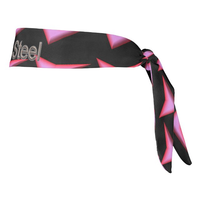 Pink Steel word black checker plate headband (Girar 90)