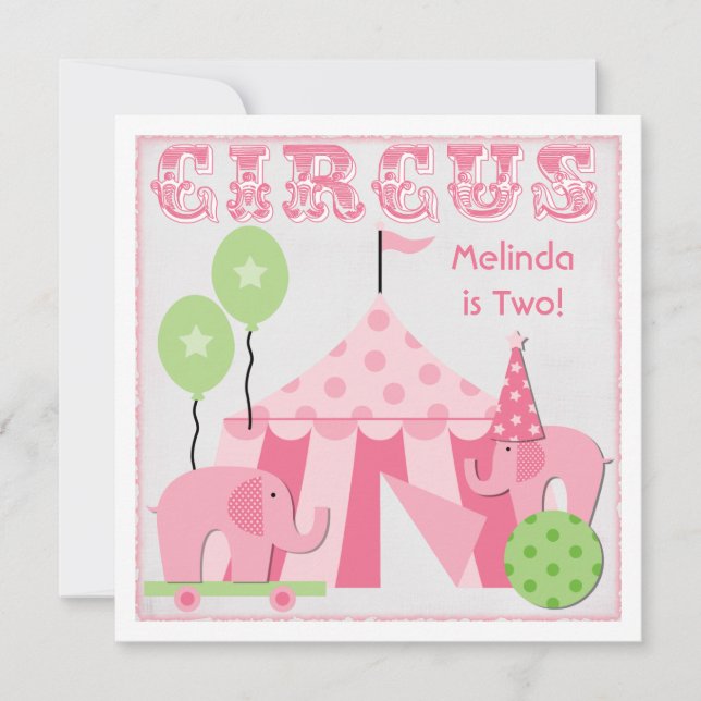 Pink Step Right Up Circus Birthday Invitaciones (Anverso)