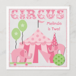Pink Step Right Up Circus Birthday Invitaciones